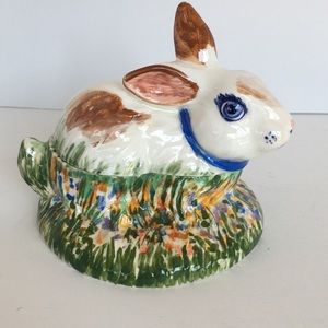 Bunny trinket dish cover handmade Easter signed